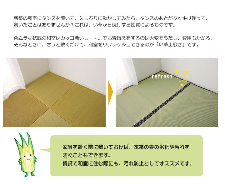 い草上敷きい草上敷はっ水カーペット無地撥水湖水江戸間4.5畳約261×261cm