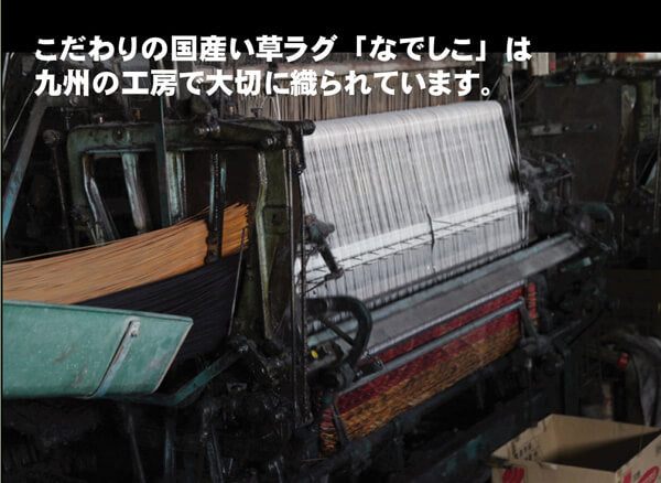 純国産袋織い草ラグカーペットDXなでしこ約191×191cm裏:不織布