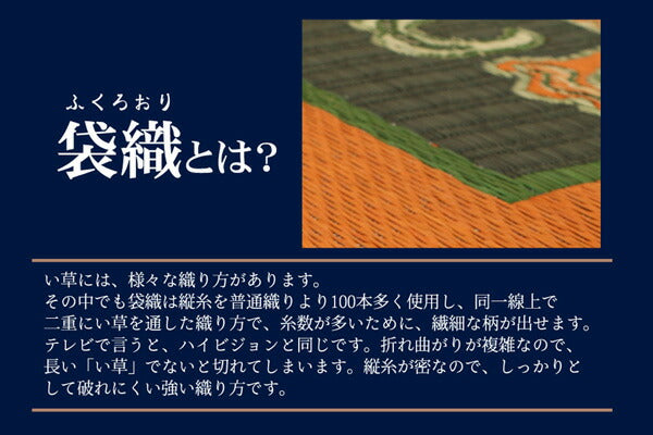 純国産袋五重織い草マット華紋草約88×150cm裏:不織布