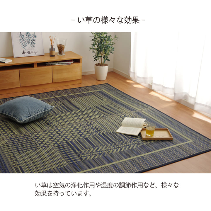 い草ラグ消臭カーペット長方形リーフ約191×300cm裏:不織布滑りにくい加工