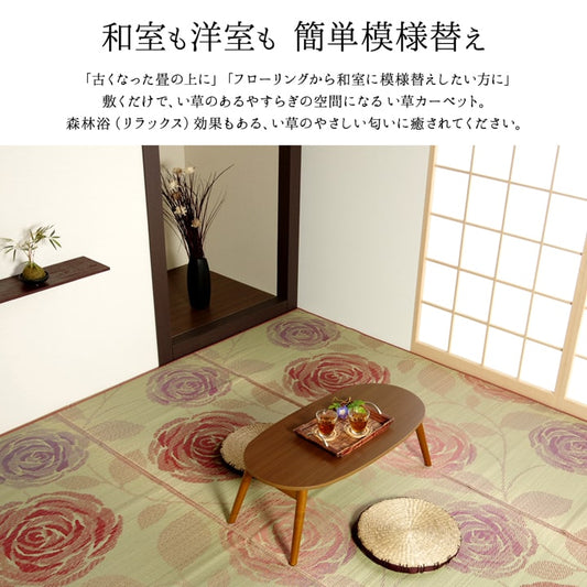 純国産い草花ござカーペットラビアンス江戸間4.5畳約261×261cm