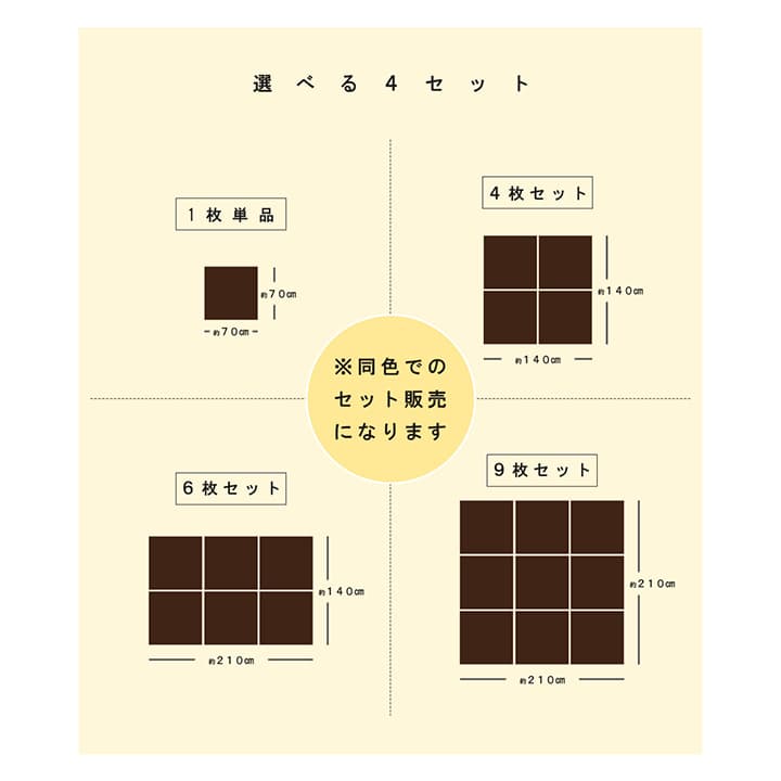 日本製水拭きできるポリプロピレン置き畳ユニット畳シンプル約70×70cm6P同色6枚組