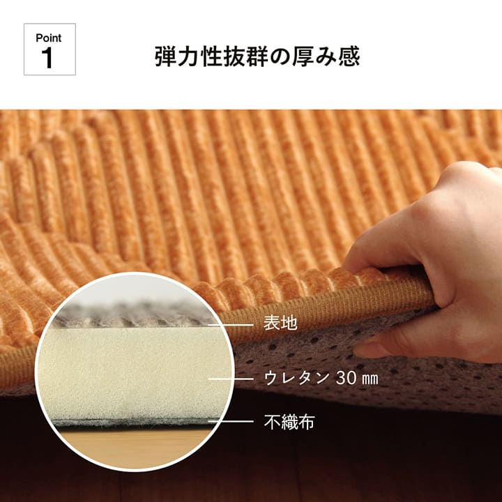 クッション座布団オシャレコーデュロイ調滑りにくい加工ふかふかキルト無地正方形約60×60cm