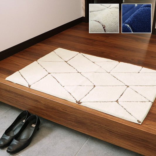 玄関マットへたりにくい弾力性約55×85cmシンプル幾何柄抗菌防臭