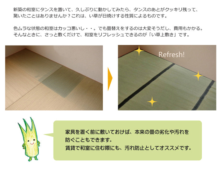 純国産い草上敷きカーペット麻綿織清正江戸間3畳約176×261cm熊本県八代産イ草使用