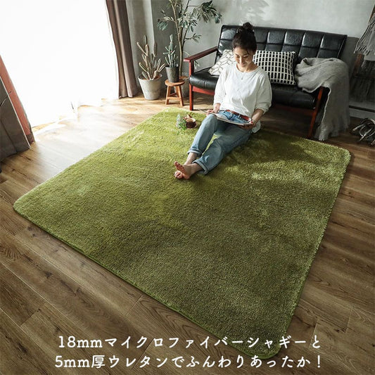 ラグ冬用冬カーペット3畳洗える滑り止めシャギーおしゃれ洗濯自宅絨毯オールシーズンかわいいウレタンふわふわ小さめグリーン190x240センターラグリビングラグ可愛い北欧風リビング格安冬用ラグじゅうたん赤ちゃんサイズデザイン