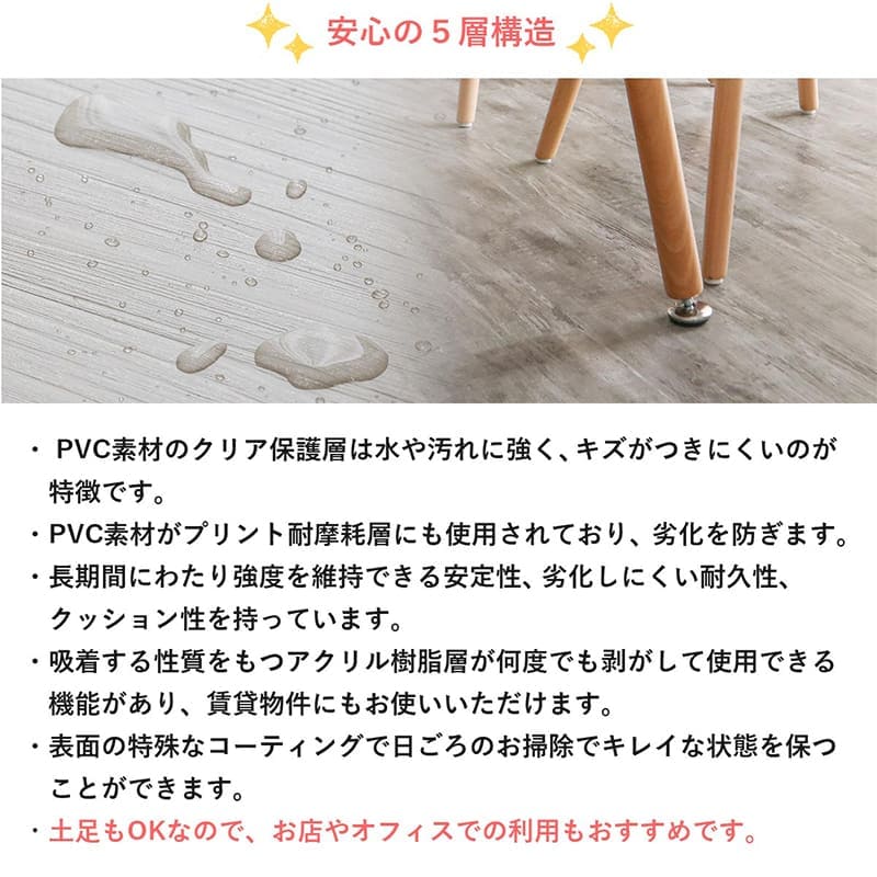 フロアタイル置くだけ床材吸着木目白フローリング張り替えdiy簡単おしゃれタイル置くだけ平板床暖房対応賃貸傷防止床フローリング材2畳床暖房滑り止め撥水剥がせる重ね張り防音防水耐熱保護格安フローリングマット