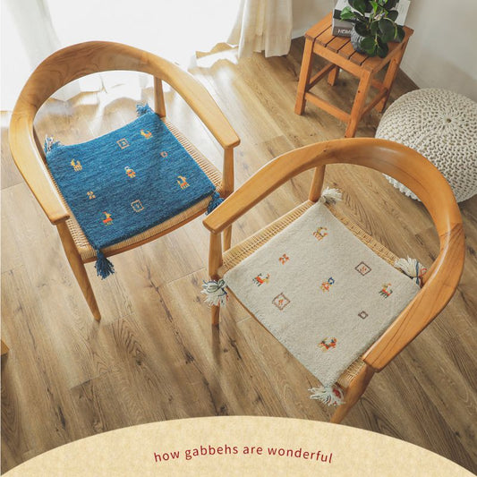 ギャッベ座布団ギャベチェアマット40x40椅子マットウール椅子チェアクッションチェアパッド本物ミニマット手織りインドおしゃれ厚手椅子用座布団椅子用クッション四角正方形小さい北欧高級