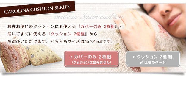 スペイン製クッションカバー45×45cm中身付き2個セット