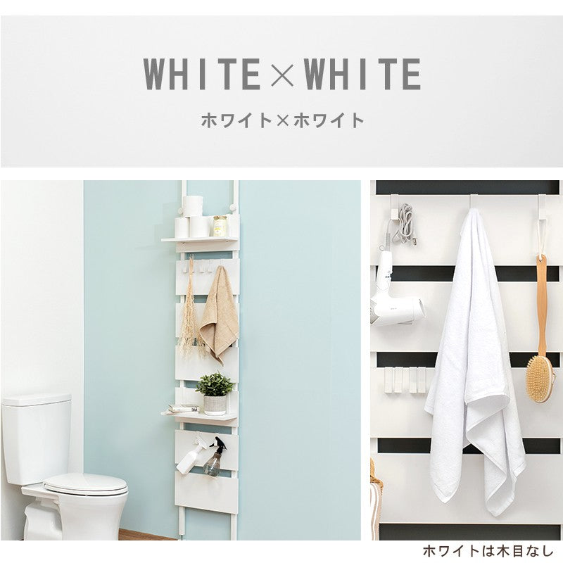 トイレ収納スリム突っ張り棚幅40棚ラック収納アイアン木目北欧壁サニタリー薄型白コンパクト突っ張りラックおしゃれ背面壁面後付けつっぱり収納トイレ洗面所玄関ラダーラックフック壁面収納
