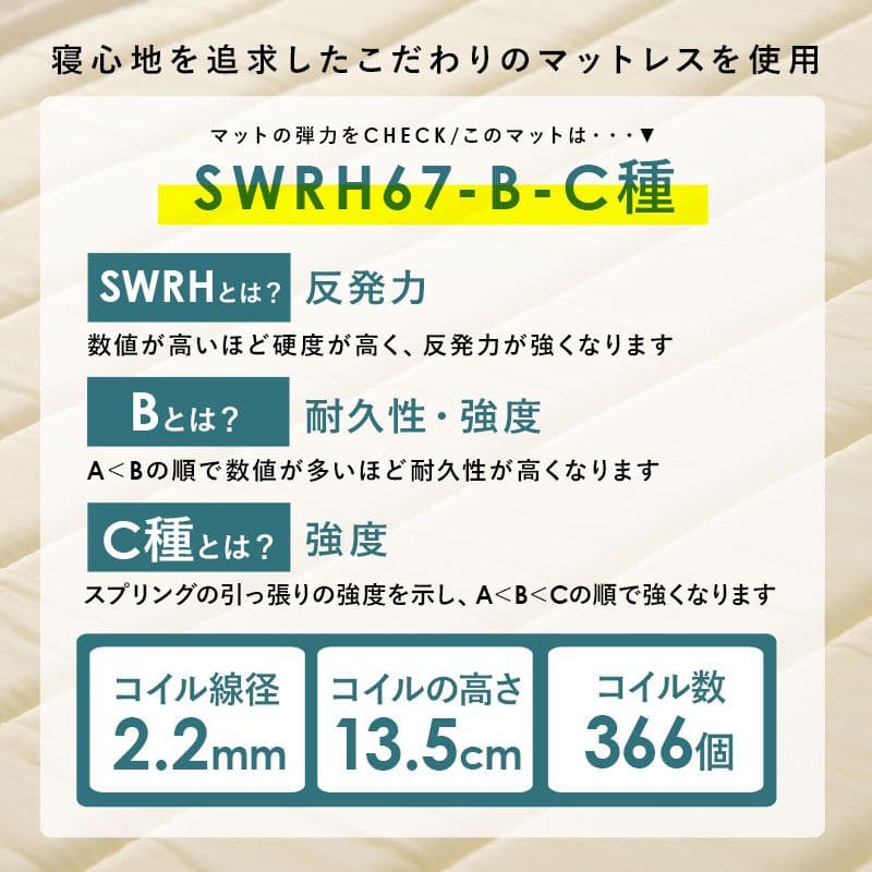 脚付きマットレスセミダブルマットレスボンネルコイル硬め脚付きベッド男一体型厚めボンネルすのこ一人暮らし脚20cm収納コンパクト195cmスノコ付きベッドマット寝心地硬い小さい耐荷重通気性夏
