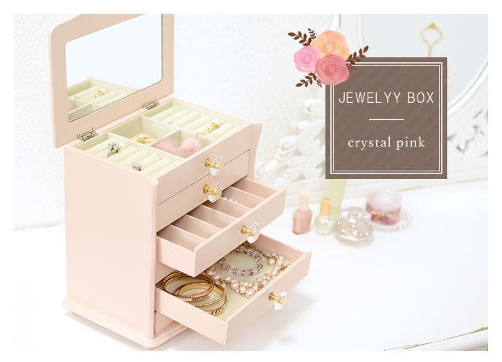 ジュエリーボックス木製大容量指輪ミニアンティーク鏡ネックレス姫系ピアス6段可愛いコンパクトアクセサリーケースおしゃれ引き出しミラージュエリーケース宝石箱ネックレスケース高級リング上品木