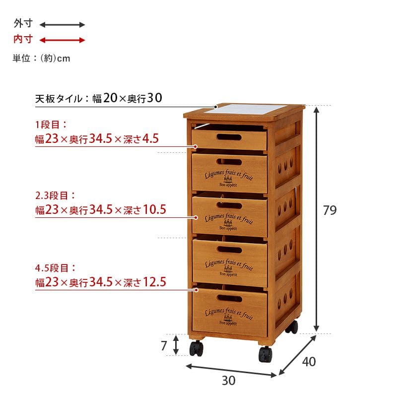 キッチンストッカー完成品ストッカーキッチンスリム収納小型薄型家庭用キャスター隙間30洗面所引き出し5段高さ80木製ワゴン隙間収納野菜ストッカー大容量おしゃれ深型縦型キッチンワゴン軽量