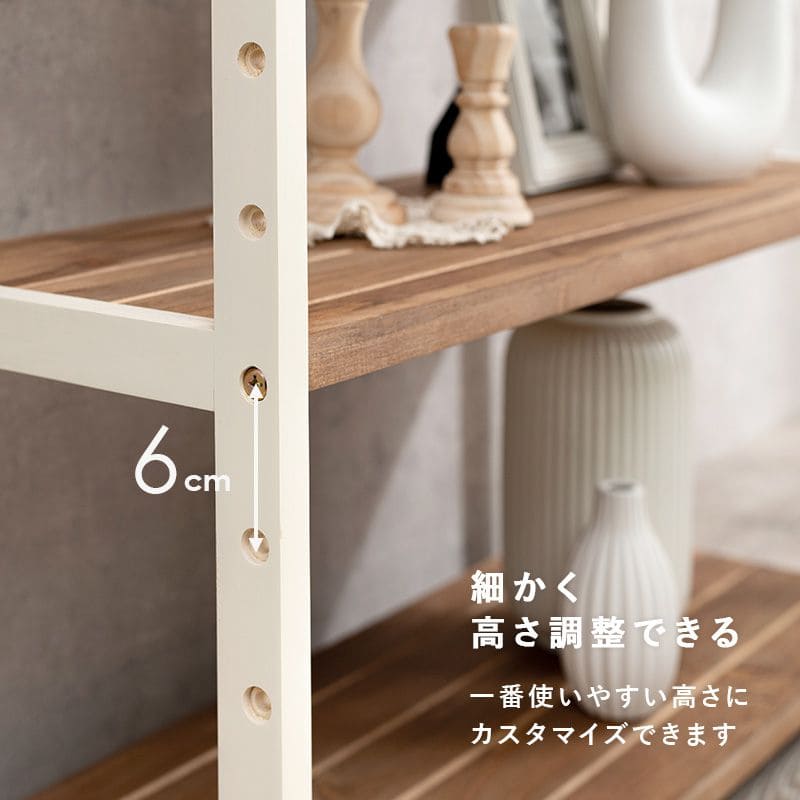 ラック棚木製スリム収納薄型3段天然木パイン幅45ロータイプ小型本デスク横奥行30オープンラックおしゃれディスプレイ北欧木目丈夫シェルフ3段ラック本棚プランターリビング壁面コンパクト