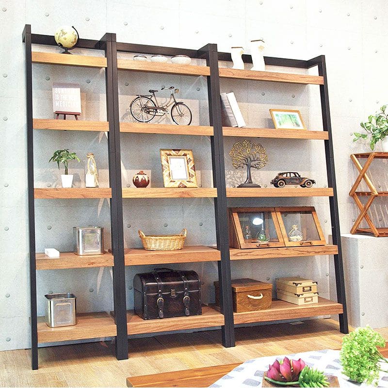 オープンラック棚木製ハイタイプ5段収納薄型天然木スリムおしゃれラック縦長本棚業務用約幅45奥行35ディスプレイ北欧木目事務所壁面シェルフ5段ラック本棚プランターリビング壁面コンパクト
