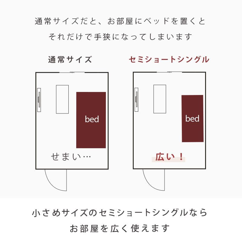 ベッドセミシングルショート本棚木製脚付き棚すのこスリム省スペース天然木収納付き高さ調整継ぎ脚宮シンプルおしゃれコンパクト短め宮棚継ぎ足子供中学キッズ女性学生一人暮らし短い頑丈
