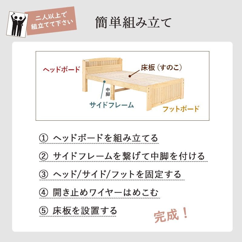 ベッドセミダブル収納大容量木製パインコンセント宮棚高め継ぎ脚すのこ一人暮らし高さ調整ミドルセミダブルベッド学生おしゃれフレーム収納付き大容量収納ウッド一般的ハイ継ぎ足し高さ調節脚