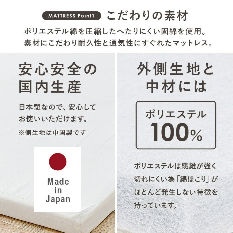 シングルベッド薄型マットレス付フレームマットレスセット