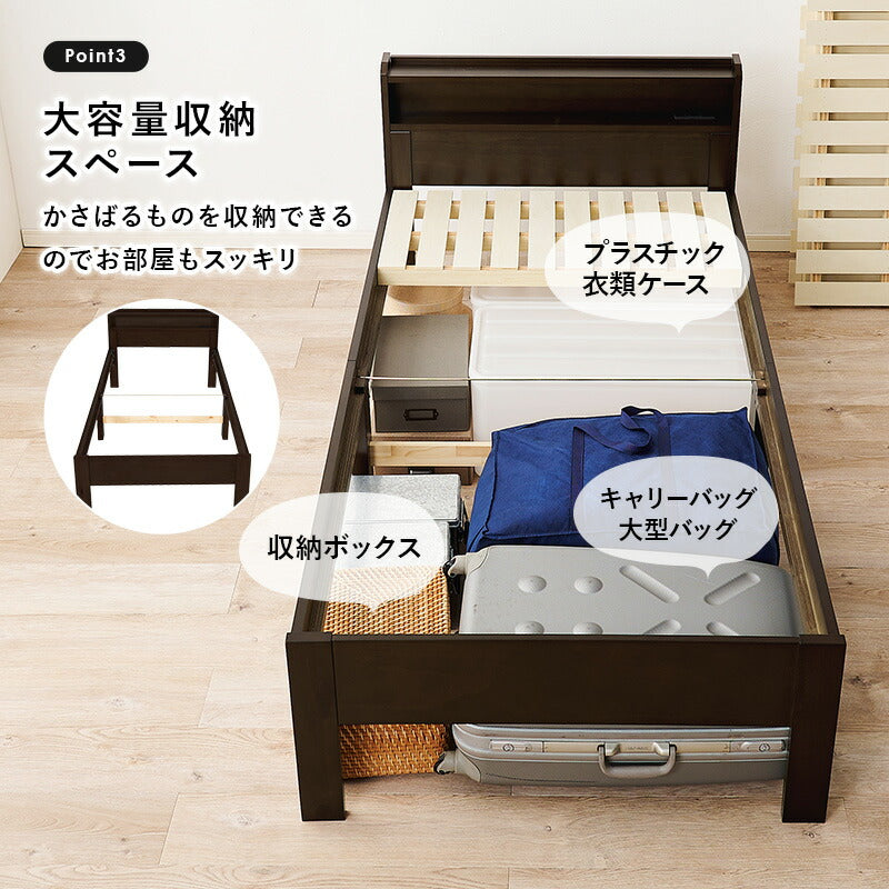 シングルベッドポケットコイルマットレス付フレームマットレスセット