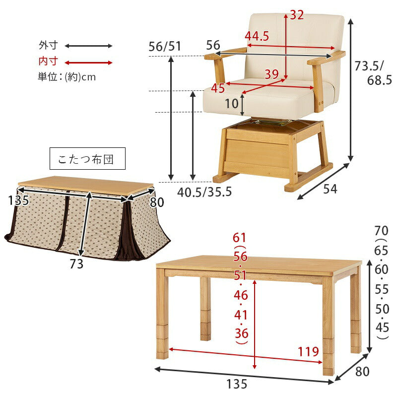 ダイニングこたつセット