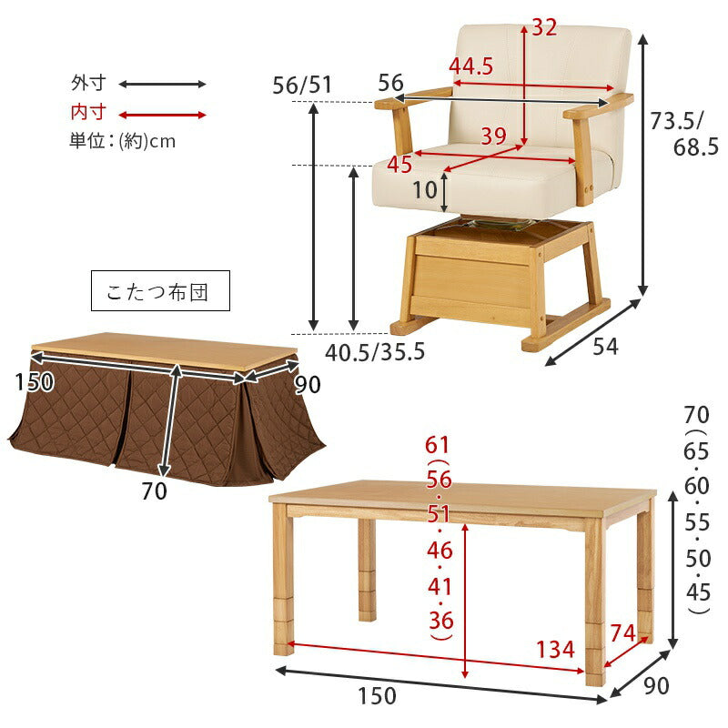 ダイニングこたつセット