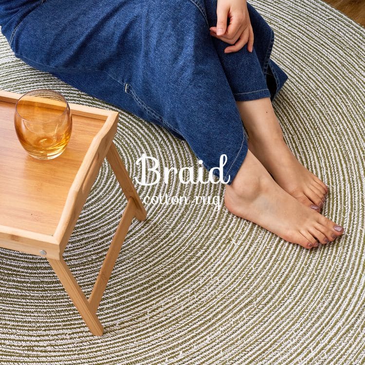 ラグカーペットコットン円形90cm1畳洗えるインド綿天然素材円形ラグ丸夏洗濯機夏用おしゃれ床暖房ホットカーペット通気性小さい年中夏冬兼用一人暮らしリビングセンターラグ子供韓国風