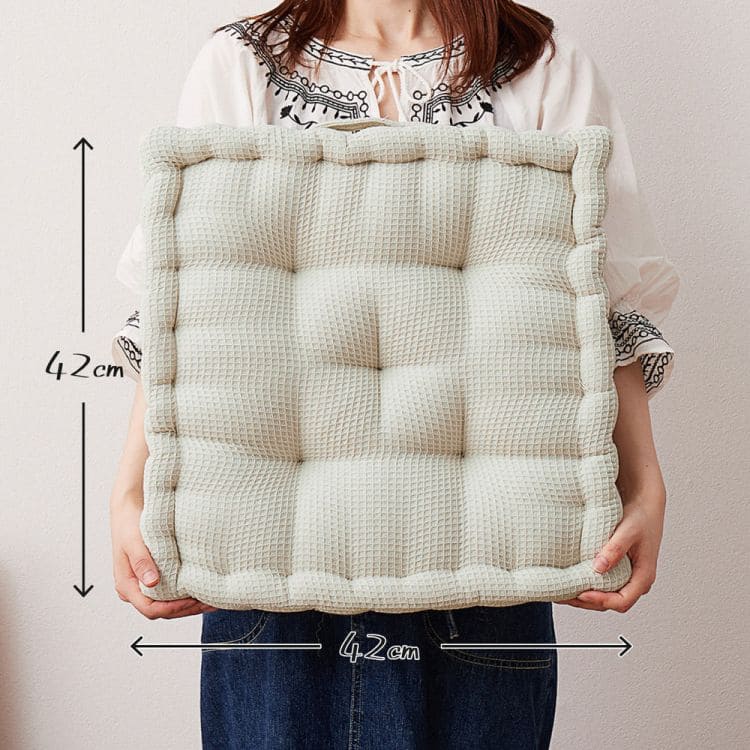 座布団クッション厚手インド綿正方形床置き座る用綿100%あぐら椅子ワッフルコットンおしゃれリビング床用一人用分厚い柔らかい無地客用モダン読書本体厚めかわいい夏冬長時間疲れない