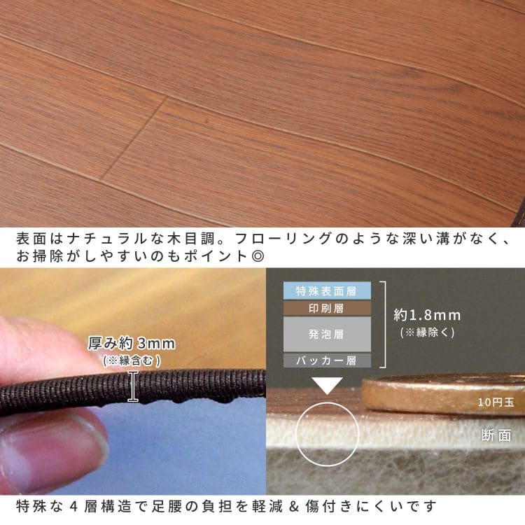 ダイニングラグ撥水カーペットビニール木目調ラグ2畳国産夏抗菌消臭ダイニング夏用滑り止めおしゃれ床暖房ホットカーペット正方形日本製年中夏冬兼用一人暮らしリビングセンターラグ子供韓国風
