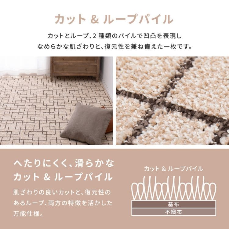 ラグカーペット冬江戸間3畳防ダニペットモダン幾何学日本製厚手ホットカーペット対応床暖房冬用長方形国産抗菌防臭おしゃれラグマット絨毯オールシーズン年中お洒落冬用ラグ冬用カーペット春冬秋冬北欧丸巻きじゅうたん激安安い