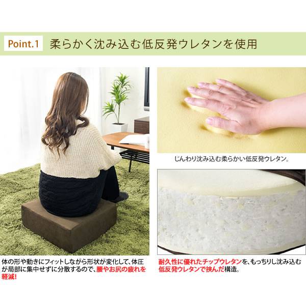 クッション座布団低反発丸形大きいおしゃれ厚手丸長方形高級あぐら足置き座る用持ち運びまくらウレタン無地高反発コンパクト