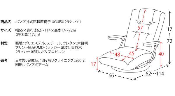 座椅子回転座椅子回転肘付き高齢者一人掛けレバー式おしゃれリクライニングコンパクト北欧リラックスチェア完成品日本製ざいす