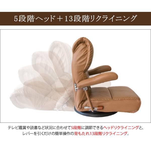 座椅子回転座椅子回転肘付き高齢者一人掛けレバー式おしゃれリクライニングコンパクト北欧リラックスチェア完成品日本製ざいすレザー