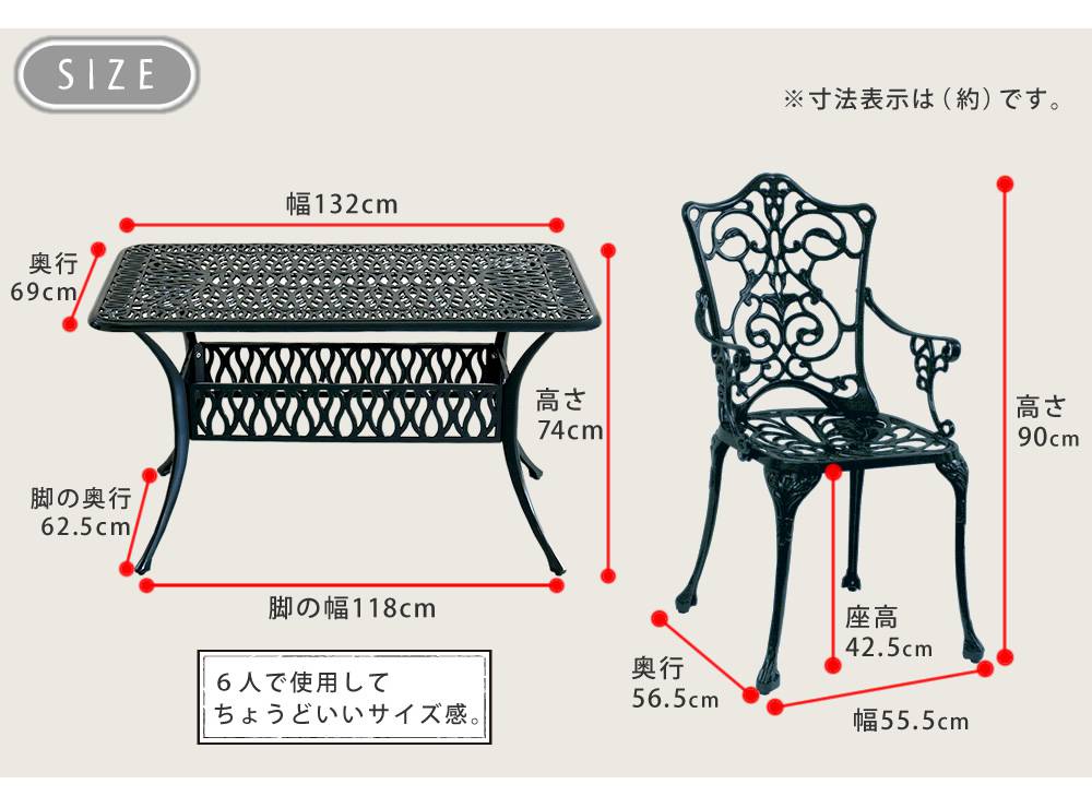アルミ製レクタングルテーブル5点セット「トルペ」【送料無料簡単組立ダークグリーンテラス庭ウッドデッキ椅子アルミアンティーククラシカルイングリッシュガーデンファニチャーシンプル北欧インテリア家具ガーデン】
