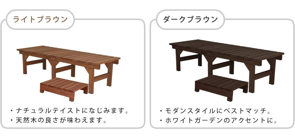 ユニット縁台ベンチhiyori(ひより)ステップセット(幅155・奥行55)【ウッドデッキ簡単組立縁側DIY木製天然木庭ベランダマンションおしゃれガーデン屋外家具ライトブラウンダークブラウンアウトドアリビングベンチ木製縁台】