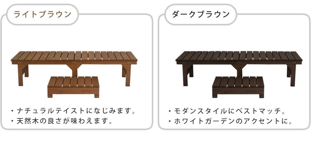 ユニット縁台ベンチhiyori(ひより)ステップセット(幅174・奥行55)【ウッドデッキ簡単組立縁側DIY木製天然木庭ベランダマンションおしゃれガーデン屋外家具ライトブラウンダークブラウンアウトドアリビングベンチ木製縁台】