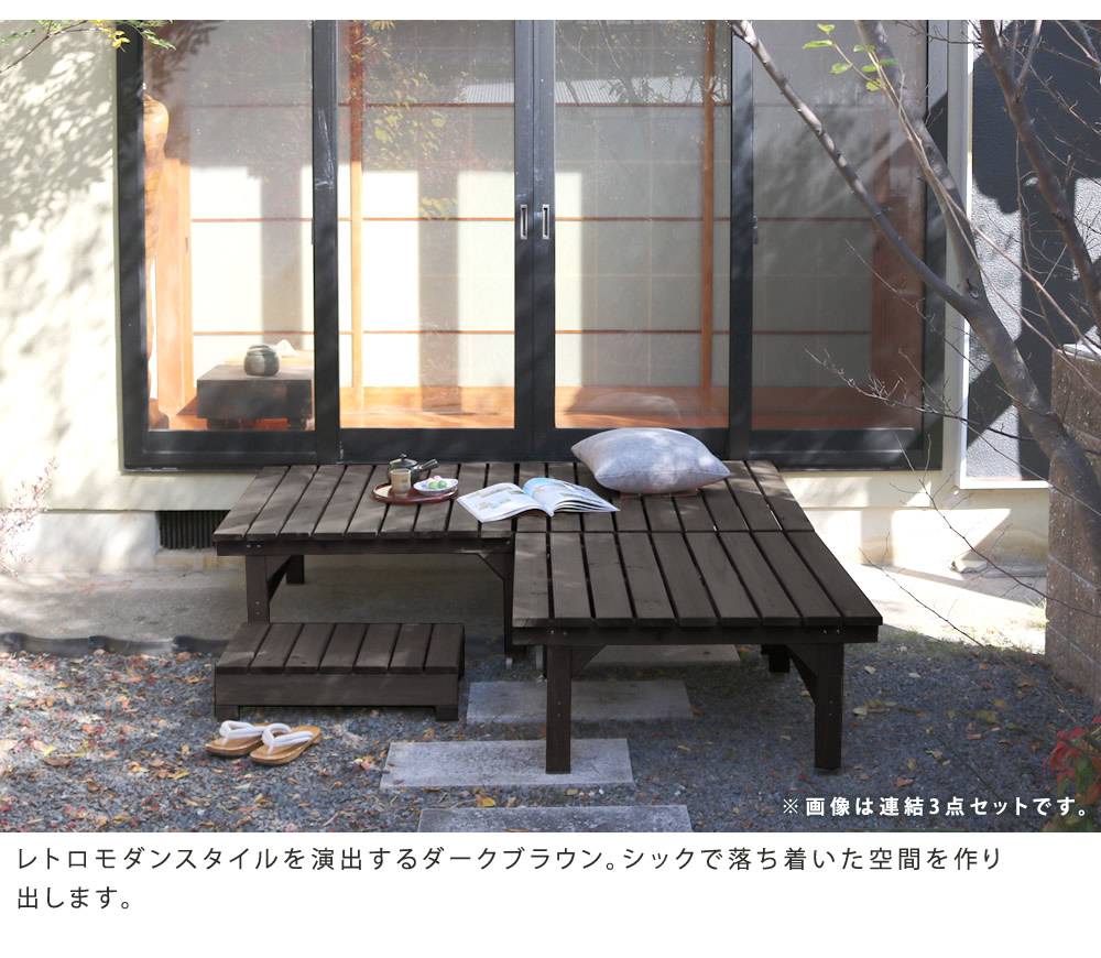 ユニット縁台ベンチhiyori(ひより)プランターセット(幅174・奥行88)【ウッドデッキ簡単組立縁側DIY木製天然木庭ベランダマンションおしゃれガーデン屋外家具ライトブラウンダークブラウンアウトドアリビングベンチ木製縁台】