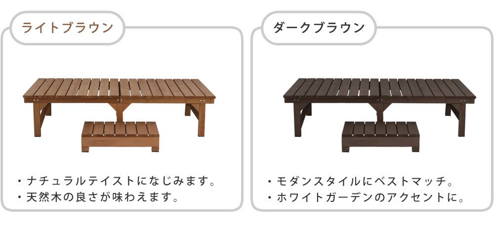 ユニット縁台ベンチhiyori(ひより)ステップセット(幅174・奥行88)【ウッドデッキ簡単組立縁側DIY木製天然木庭ベランダマンションおしゃれガーデン屋外家具ライトブラウンダークブラウンアウトドアリビングベンチ木製縁台】
