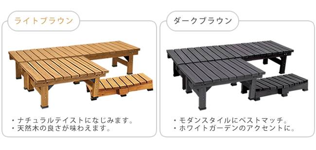 デッキ縁台180×583点セット【送料無料ウッドデッキ風簡単縁側本格的DIY木製天然木庭ベランダマンションおしゃれ小型北欧ガーデン屋外家具ライトブラウンダークブラウン】