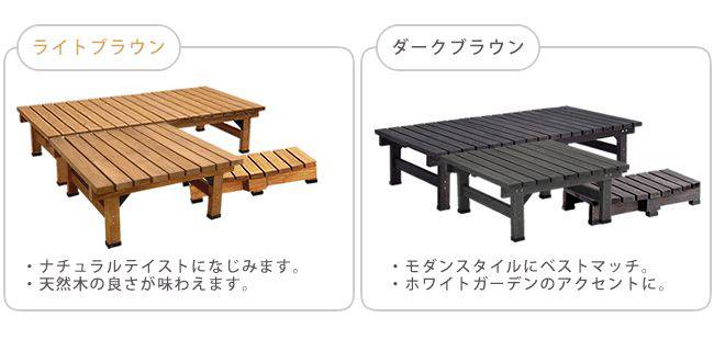 デッキ縁台180×903点セット【送料無料ウッドデッキ風簡単縁側本格的DIY木製天然木庭ベランダマンションおしゃれ小型北欧ガーデン屋外家具ライトブラウンダークブラウン】