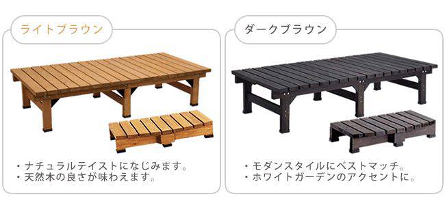 デッキ縁台180×90ステップセット【送料無料ウッドデッキ風簡単縁側本格的DIY木製天然木庭ベランダマンションおしゃれ小型北欧ガーデン屋外家具ライトブラウンダークブラウン】