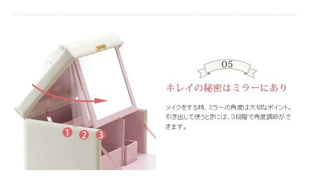 メイクボックスコスメボックス鏡大容量収納カワイイ引き出し化粧箱小型ピンク白2段持ち運び軽量バニティミラーコンパクト仕切りおしゃれドレッサーシンプル鏡付きメイクアップボックス卓上ミニ小