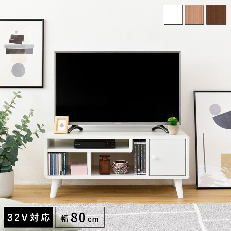 テレビ台コンパクト幅80奥行41高さ35.5Picoかわいい脚付き北欧風レコーダー収納32型対応ナチュラルホワイトブラウンひとり暮らしdvd収納天然木