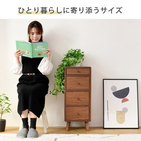 リビングチェストスリムコンパクトチェストおしゃれ幅30奥行32高さ73.5Pico4段木製ローチェストスリムチェストミドルチェスト小さい低め一人暮らし