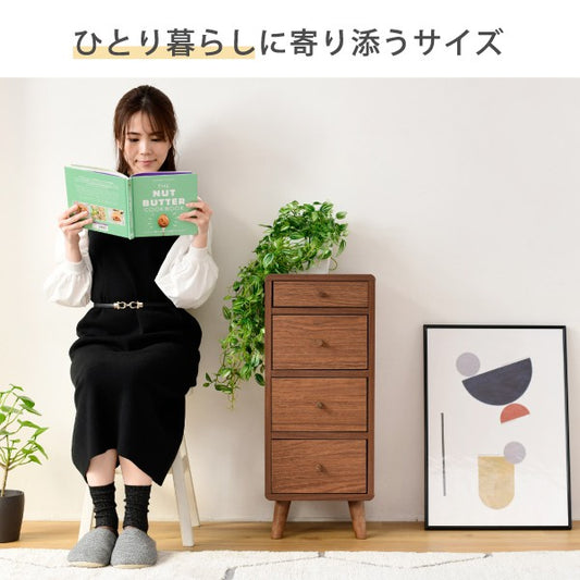 リビングチェストスリムコンパクトチェストおしゃれ幅30奥行32高さ73.5Pico4段木製ローチェストスリムチェストミドルチェスト小さい低め一人暮らし