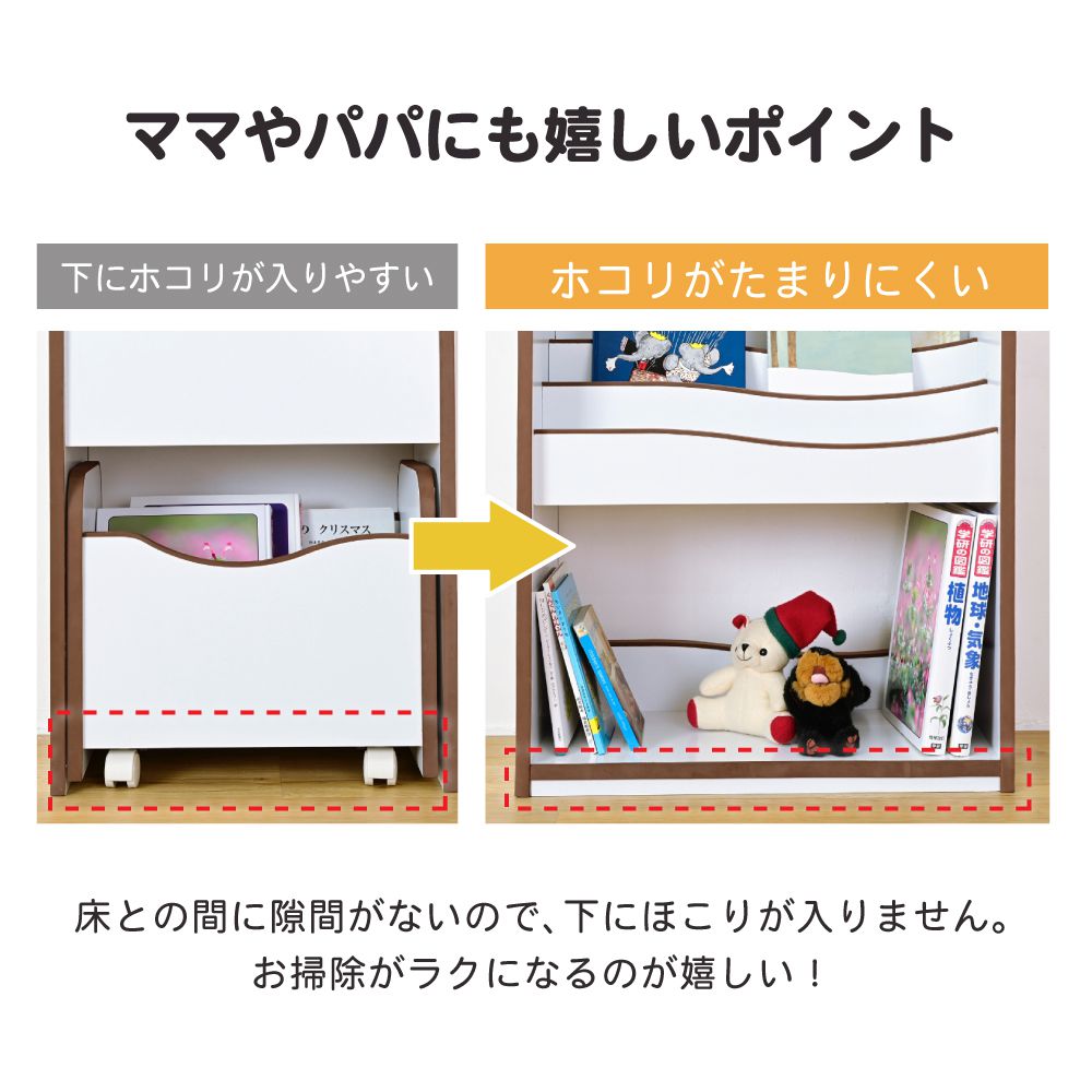 絵本ラックロータイプ絵本棚おもちゃ箱マガジンラック木製スリムおもちゃ収納ラックコンパクト子供用本棚薄型おもちゃ収納整理箱おもちゃラック