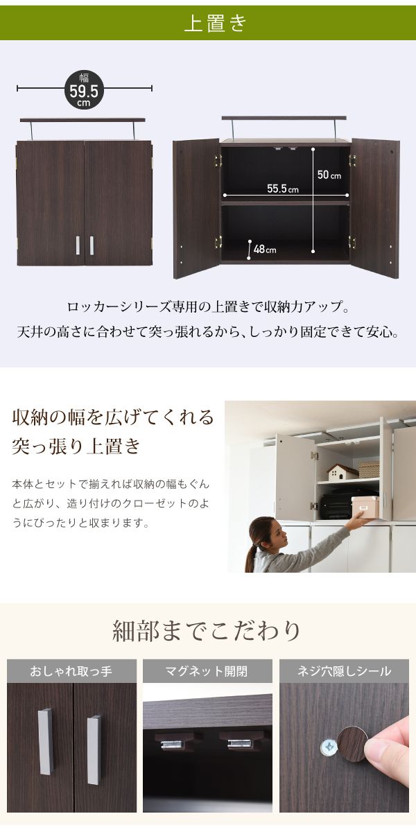 ロッカーシリーズ上置き棚ラック単品幅60天井つっぱり収納クローゼット衣類収納服洋服衣類天袋棚上棚アイデア収納術一人暮らし
