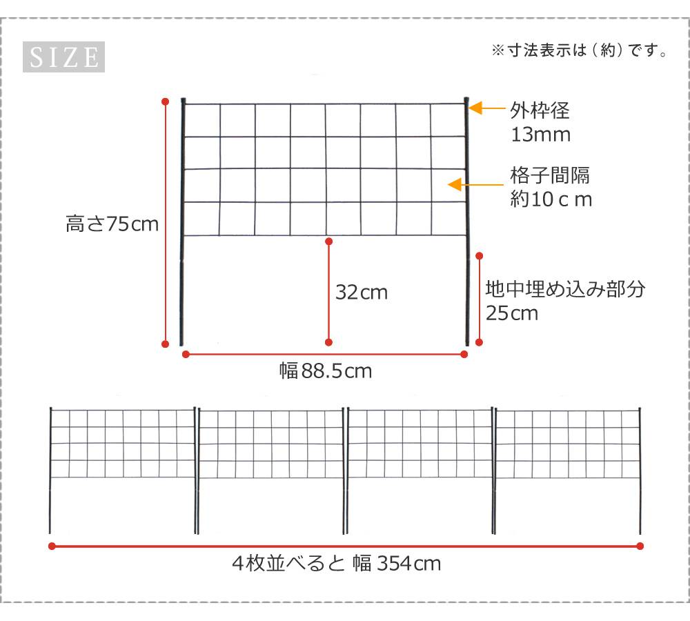 アイアンフェンス高さ75「グラフ」4枚組【送料無料フェンスアイアンガーデンフェンスガーデニング枠柵仕切り目隠し境目クラシカルアンティーク格子ベランダつる薔薇バラ朝顔園芸ラティスつるバラ庭誘引屋外】
