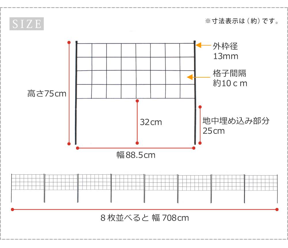 アイアンフェンス高さ75「グラフ」8枚組【送料無料フェンスアイアンガーデンフェンスガーデニング枠柵仕切り目隠し境目クラシカルアンティーク格子ベランダつる薔薇バラ朝顔園芸ラティスつるバラ庭誘引屋外】