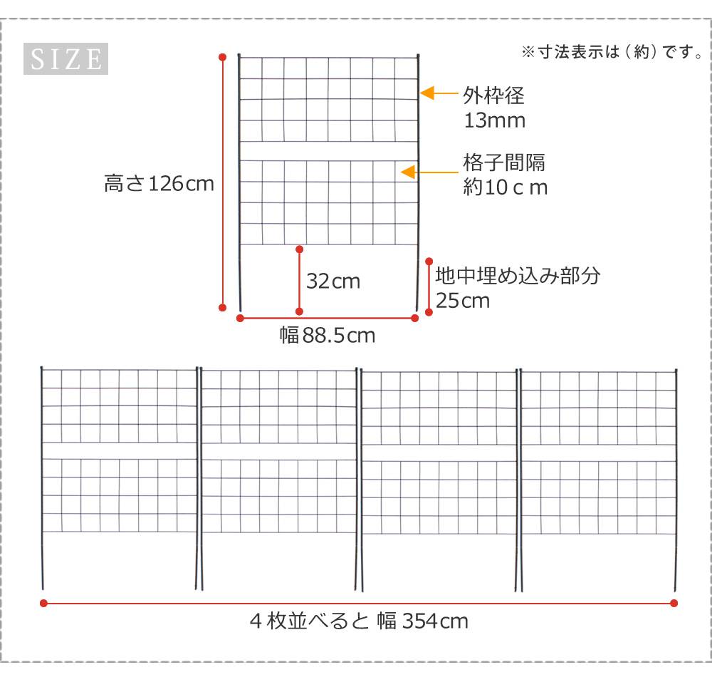 アイアンフェンス高さ126「グラフ」4枚組【送料無料フェンスアイアンガーデンフェンスガーデニング枠柵仕切り目隠し境目クラシカルアンティーク格子ベランダつる薔薇バラ朝顔園芸ラティスつるバラ庭誘引屋外】