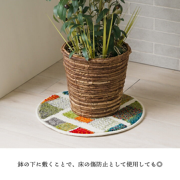 座布団椅子用クッションチェアパッド丸おしゃれ椅子シートクッションギャッベ柄抗菌防臭いす用40cmウィルトントルコ製ギャベウィルトン織り北欧冬夏腰痛椅子用クッションチェアかわいい大きめ腰パッドシートマット丸型丸椅子ラウンド